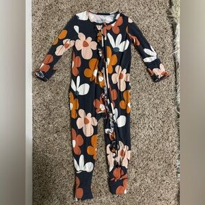 Milkmaid GoodsFloral Kids One Piece footie pjs - Black, Orange, White